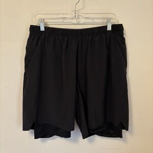 REI Co-op Active Pursuits 2 in 1‎ Shorts Mens Large Black 8" Inch Inseam Lined